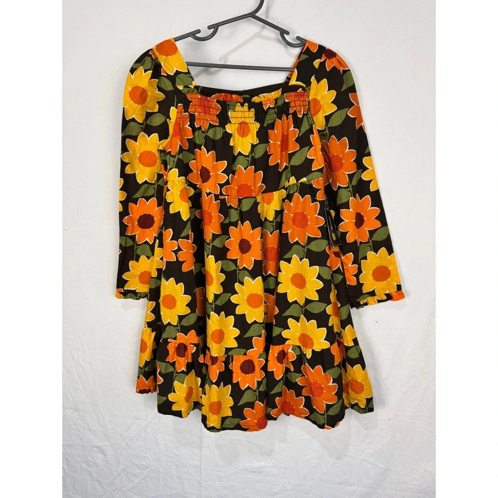 Gymboree Girls Brown Sunflower Floral Cotton Tier Dress Size‎ 7 NWT